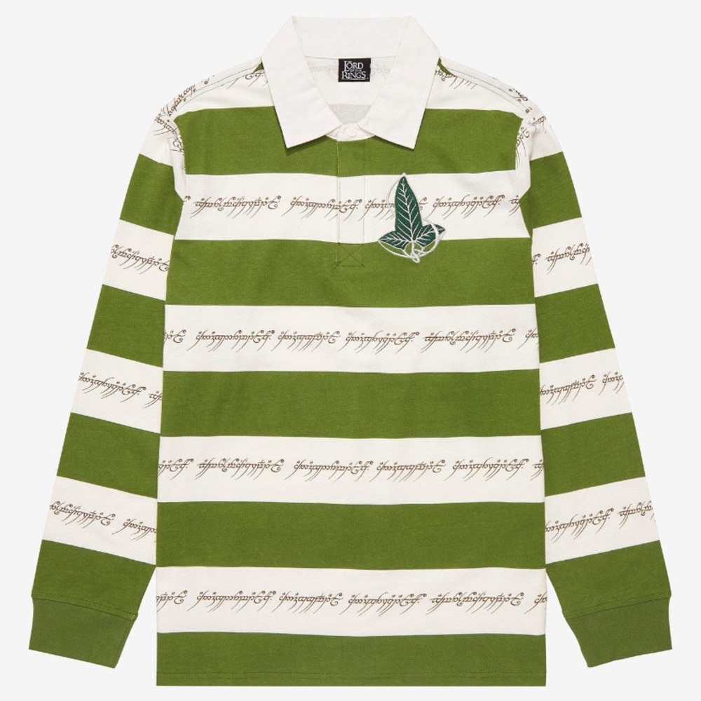 The Lord of the Rings Leaves of‎ Lorien Ring Verse Striped Collared Long Sleeve